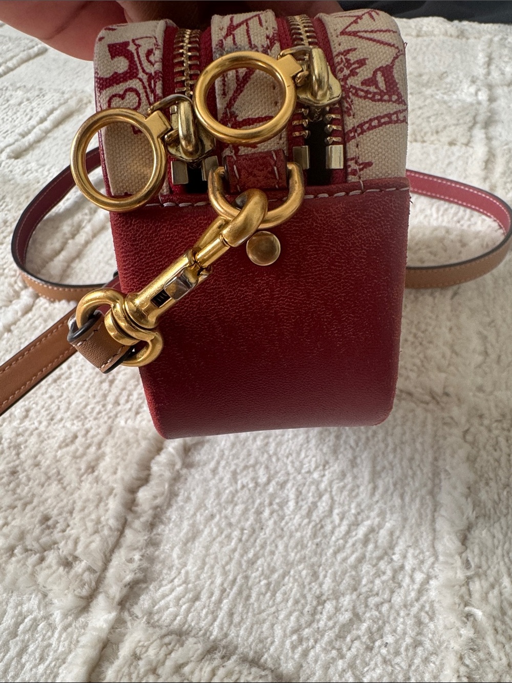 Tory Burch Embellished Travel Print Camera Bag – Red/Cream Crossbody - Picture 11 of 13